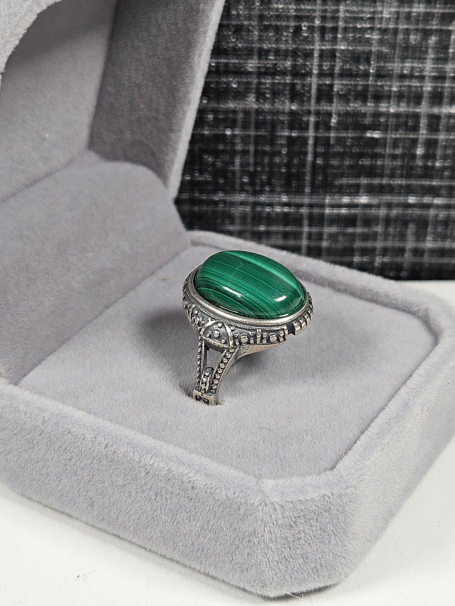 Malachiet s925 (zilver) verstelbare ring nr54
