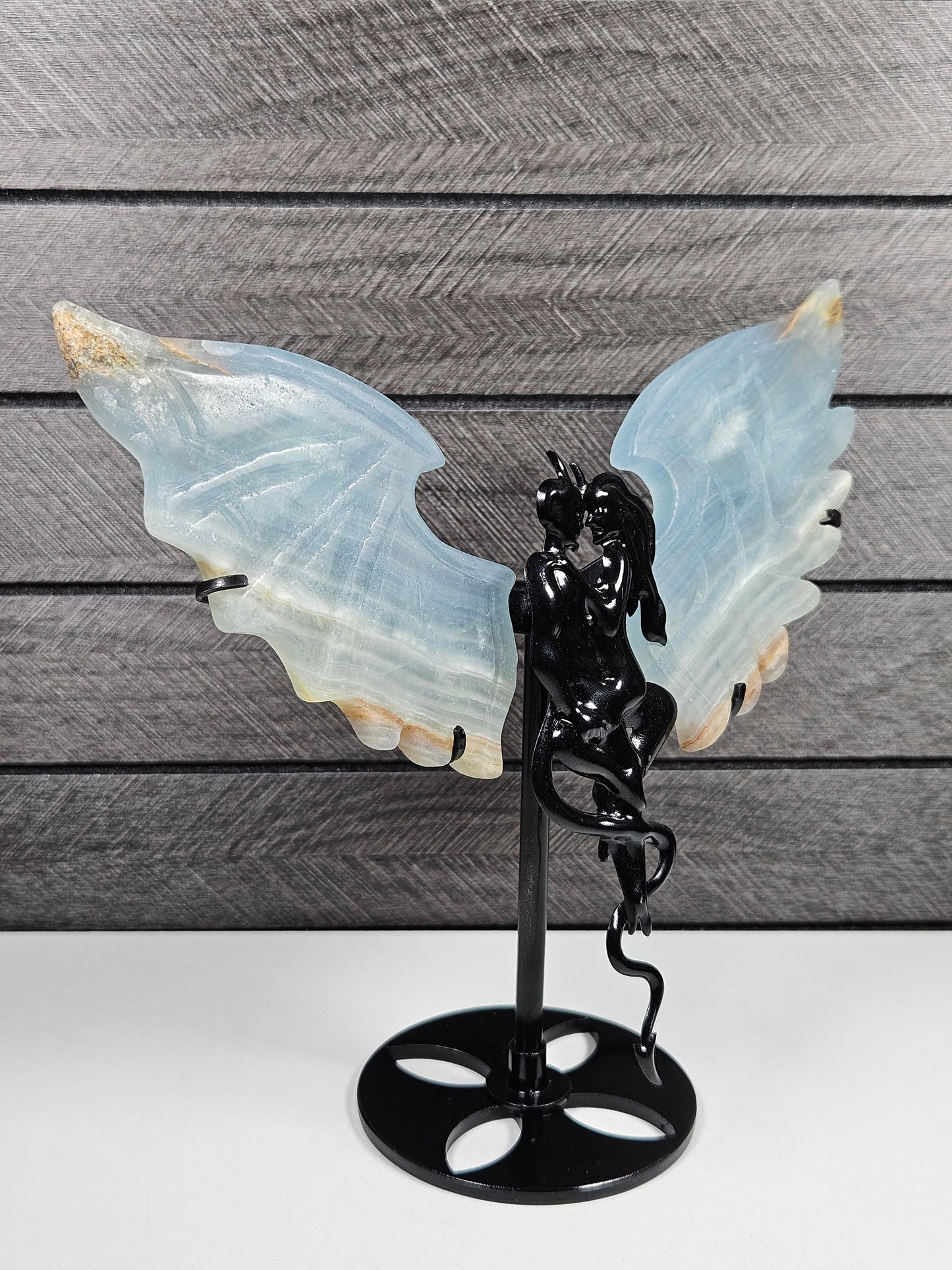 Blauwe Onyx duivel/engel koppel D64