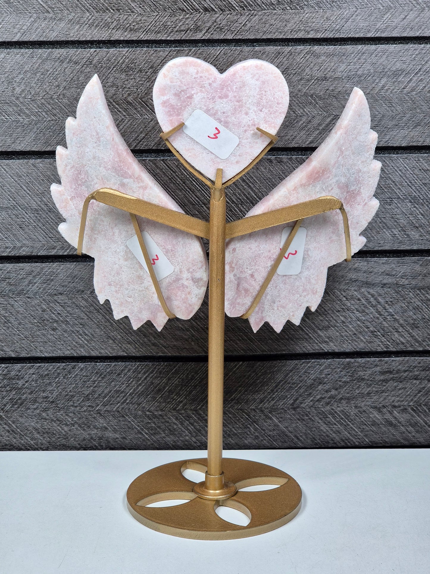 Roze Opaal Hart met Vleugels nr3