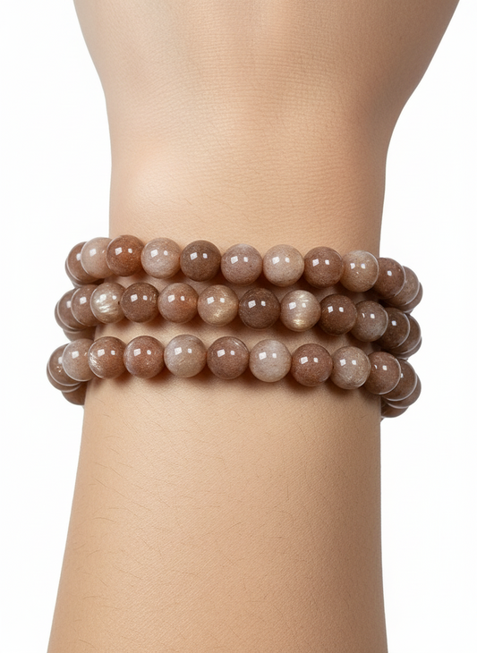 Roze Maansteen/Zonnesteen armband 8mm