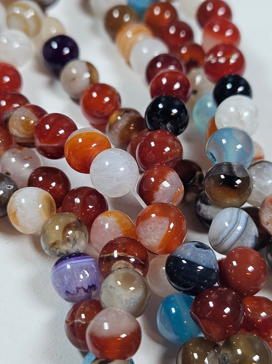Agaat gemixt kralenstreng 8mm