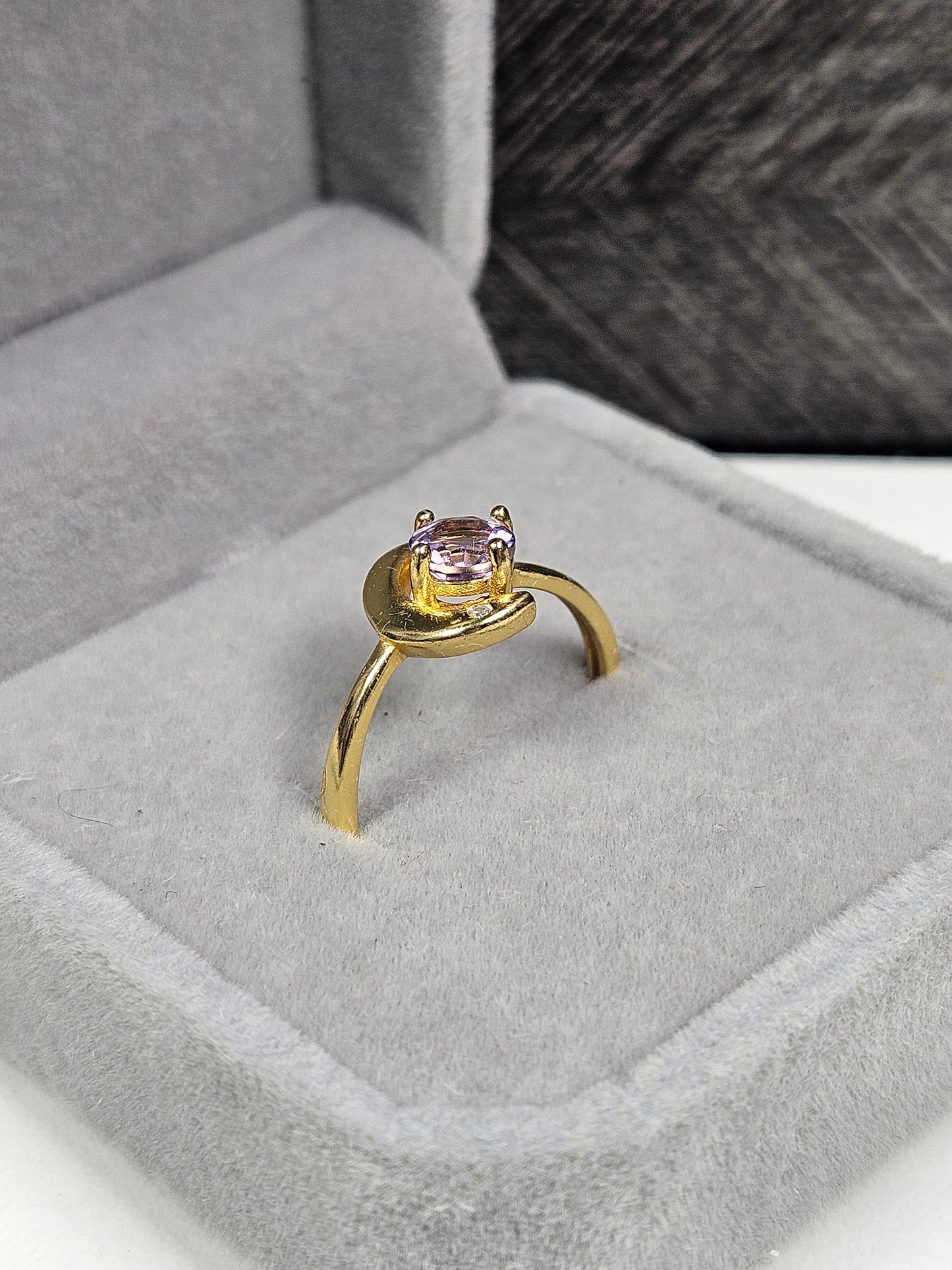 Amethist s925(verguld) verstelbare ring nr23