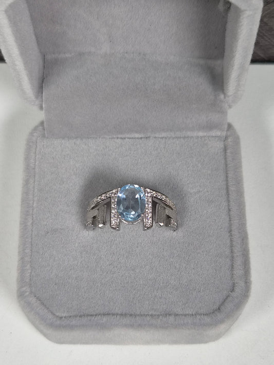 Topaas s925 (zilver) verstelbare ring nr80