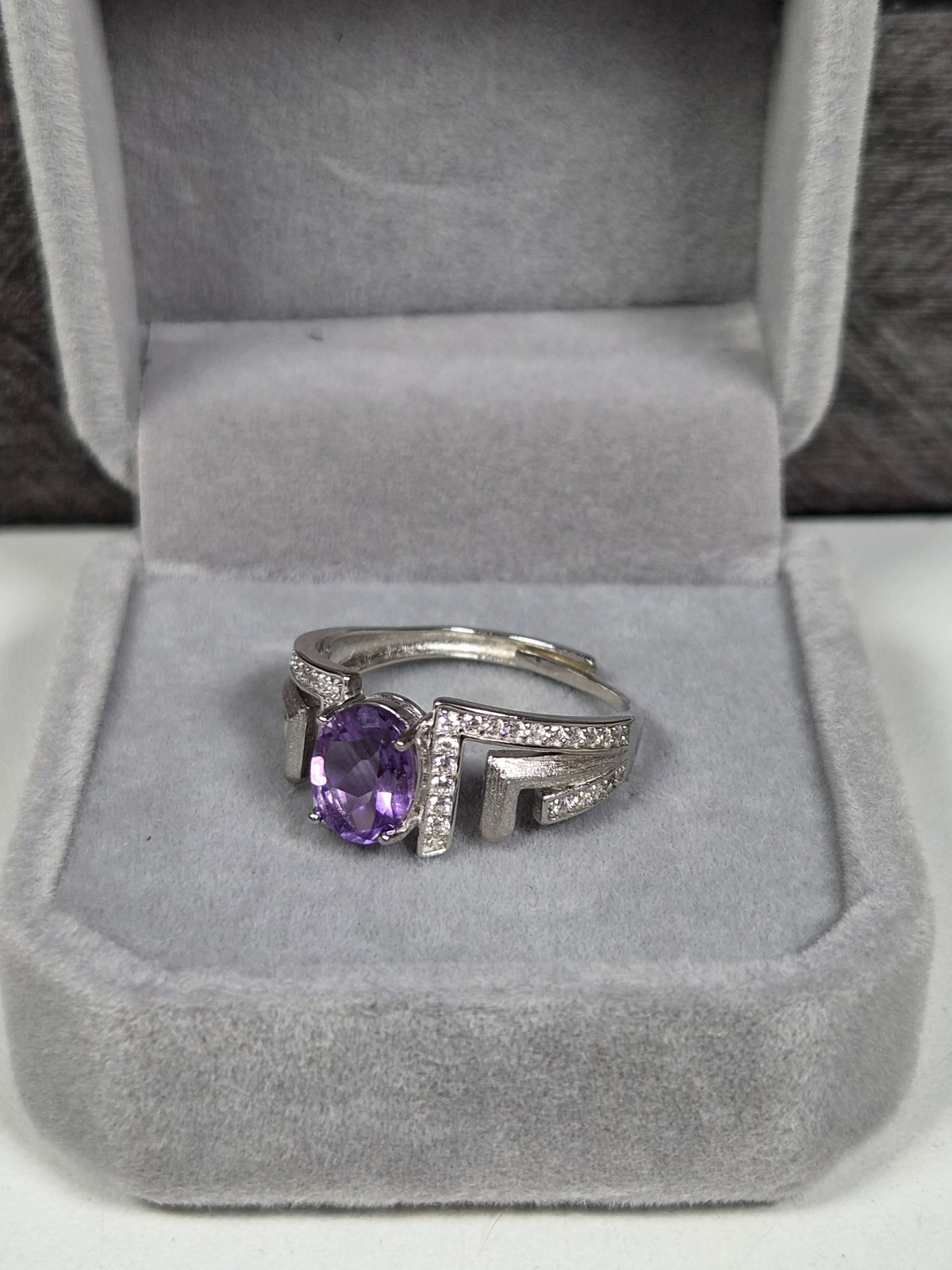 Amethist s925 (zilver) verstelbare ring nr83