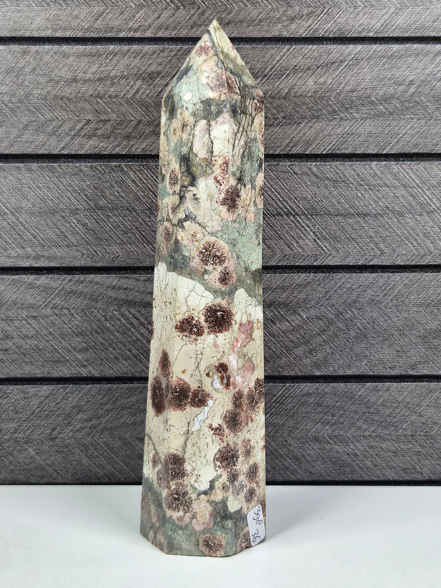 Groene Bloem Jaspis toren 398 gram