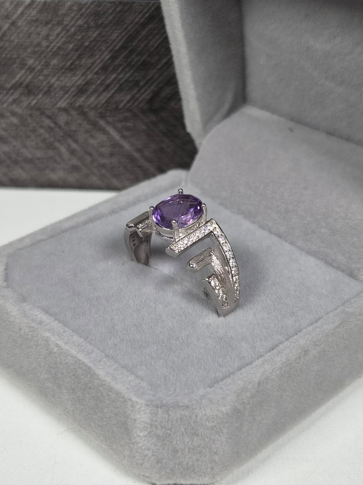 Amethist s925 (zilver) verstelbare ring nr83