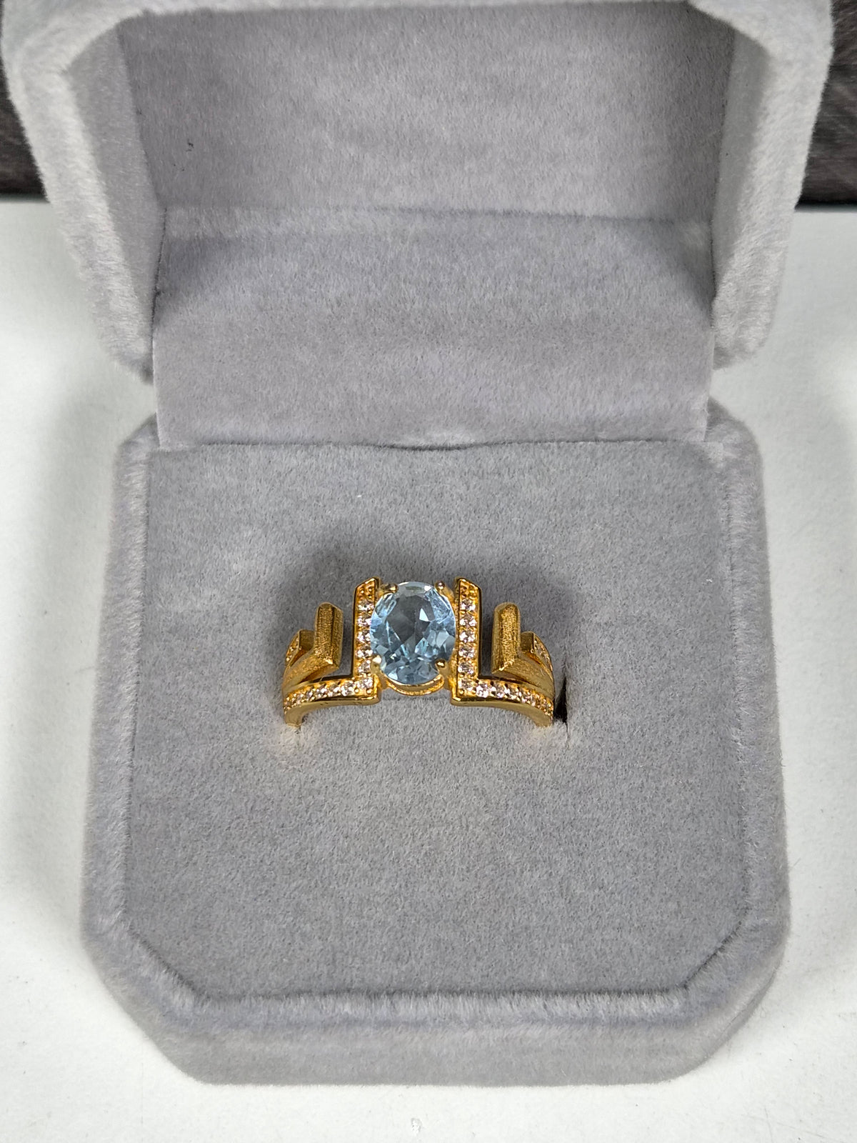 Topaas s925 (verguld) verstelbare ring nr81