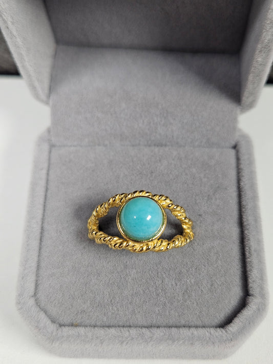 Amazoniet s925(verguld) verstelbare ring nr68