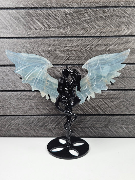 Blauwe Onyx duivel/engel koppel T31