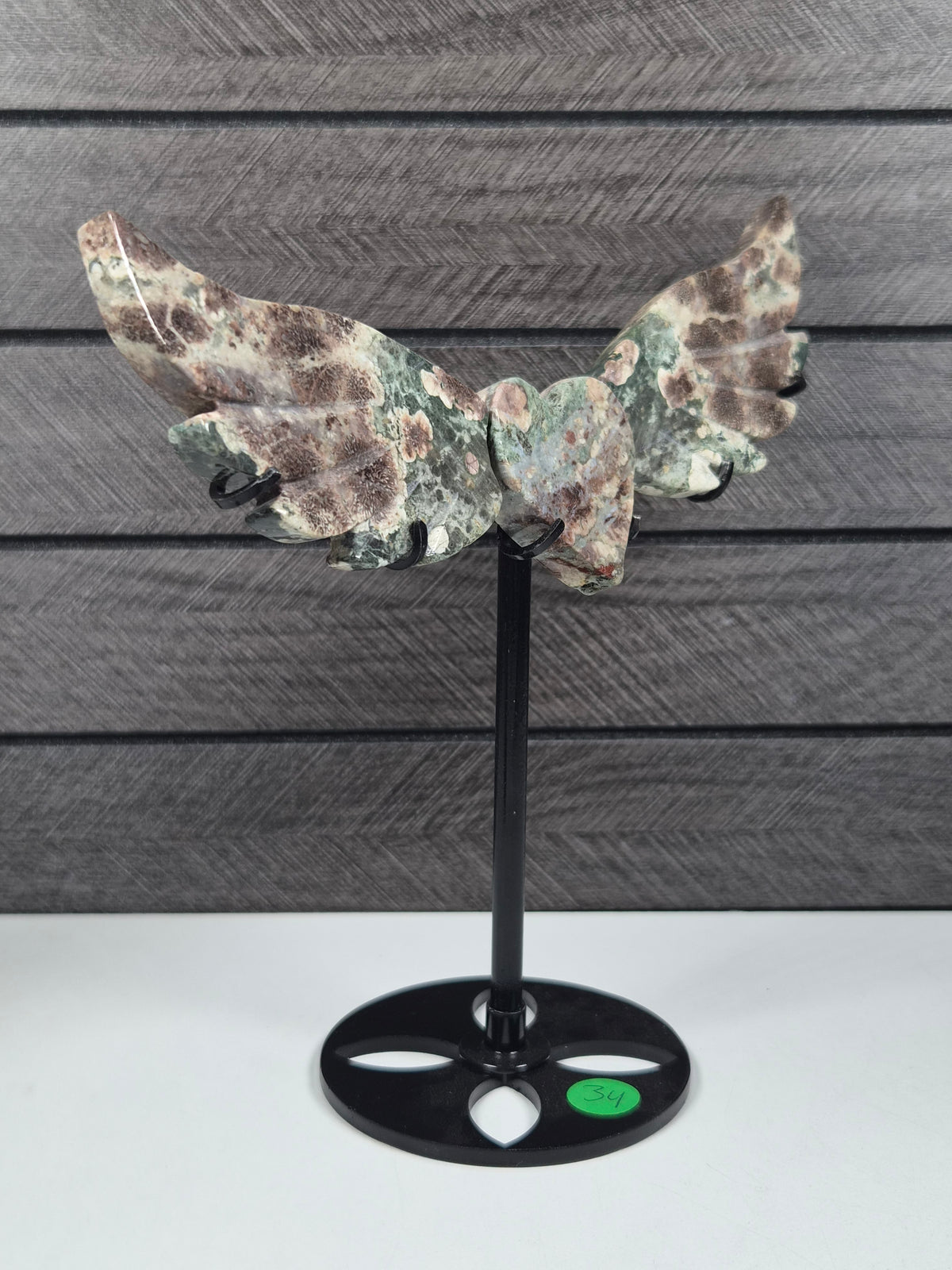 Groene Bloem Jaspis Hart met Vleugels C10