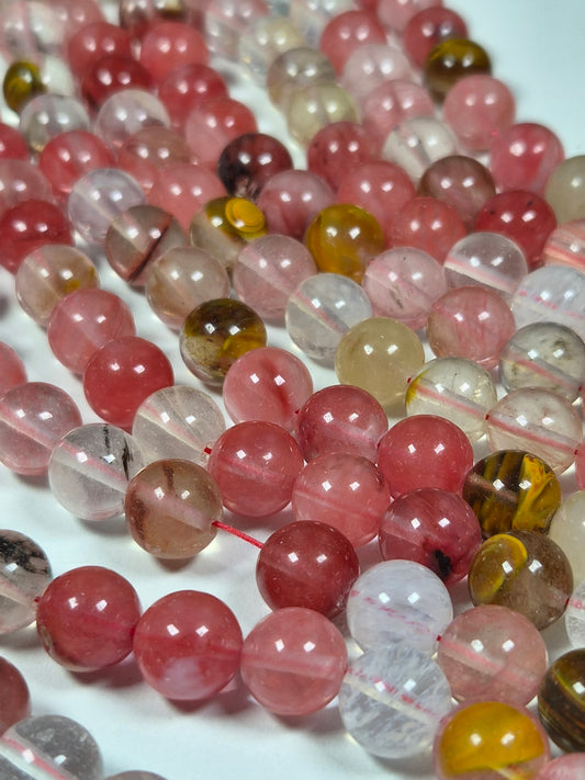 Glas (Aardbei/Andara Obisidaan) Kralenstreng 10mm (Man-Made)