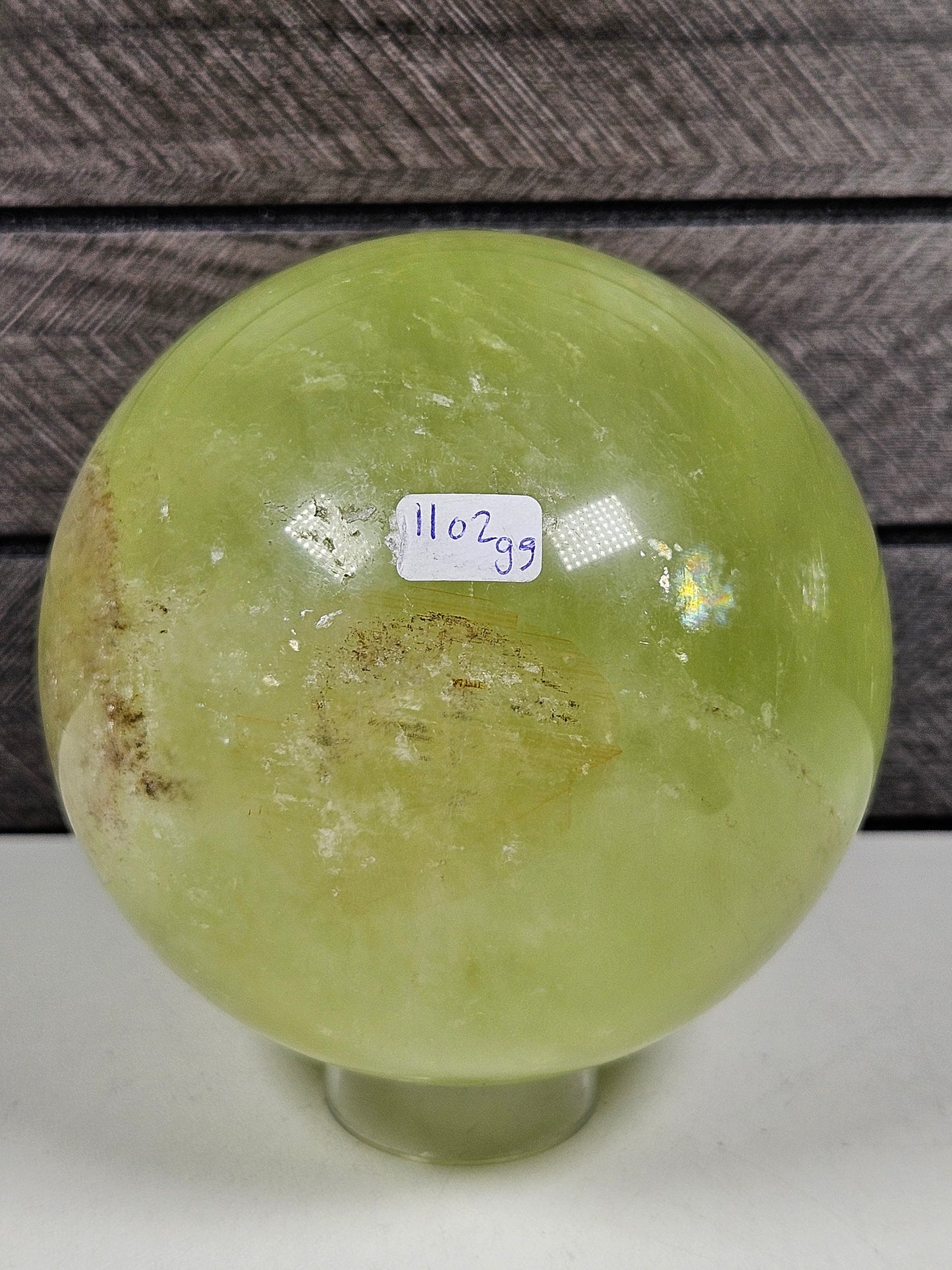 Groene optisch calciet bol 1102 gram