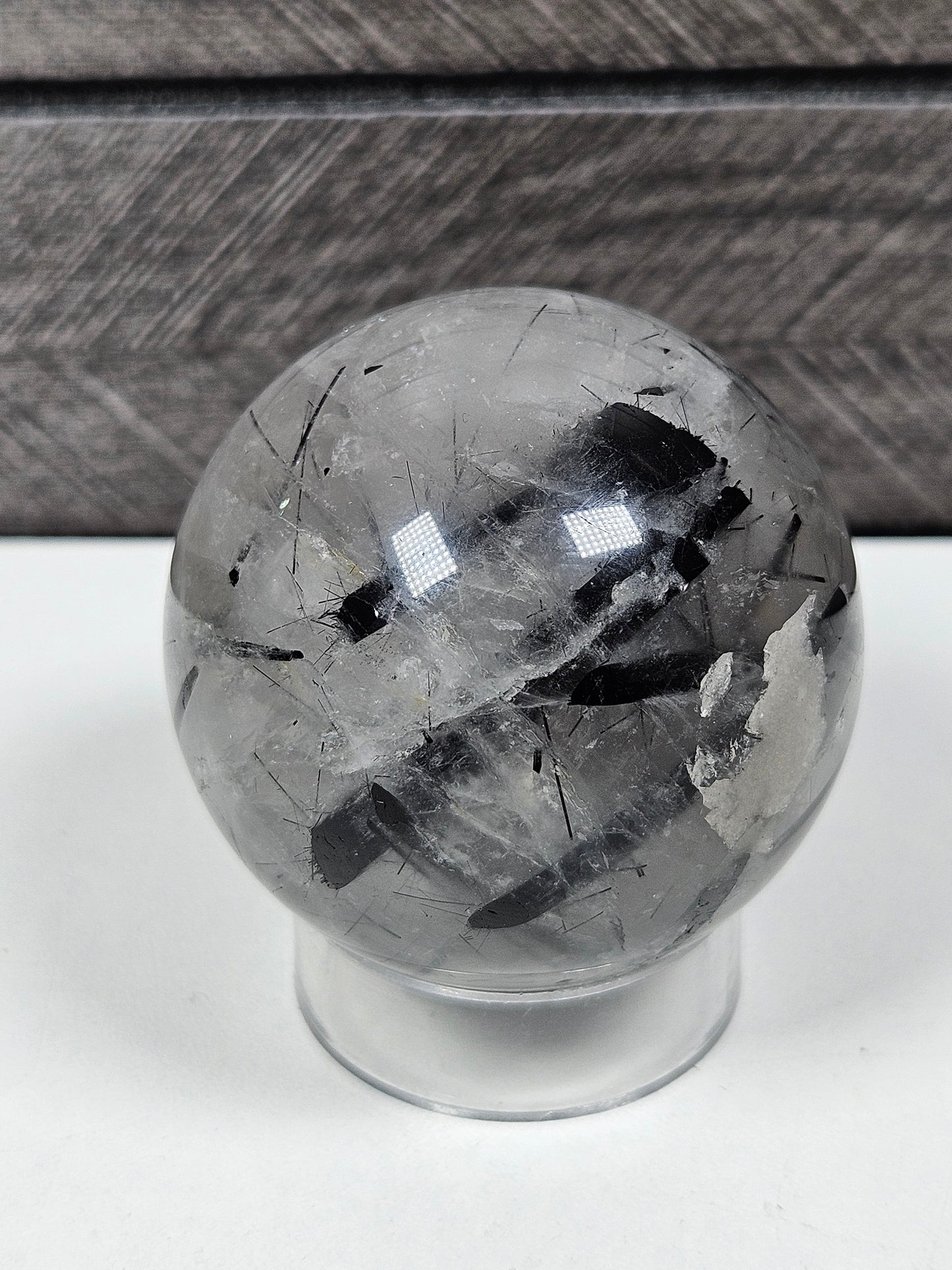 Zwarte toermalijn/kwarts bol 136 gram