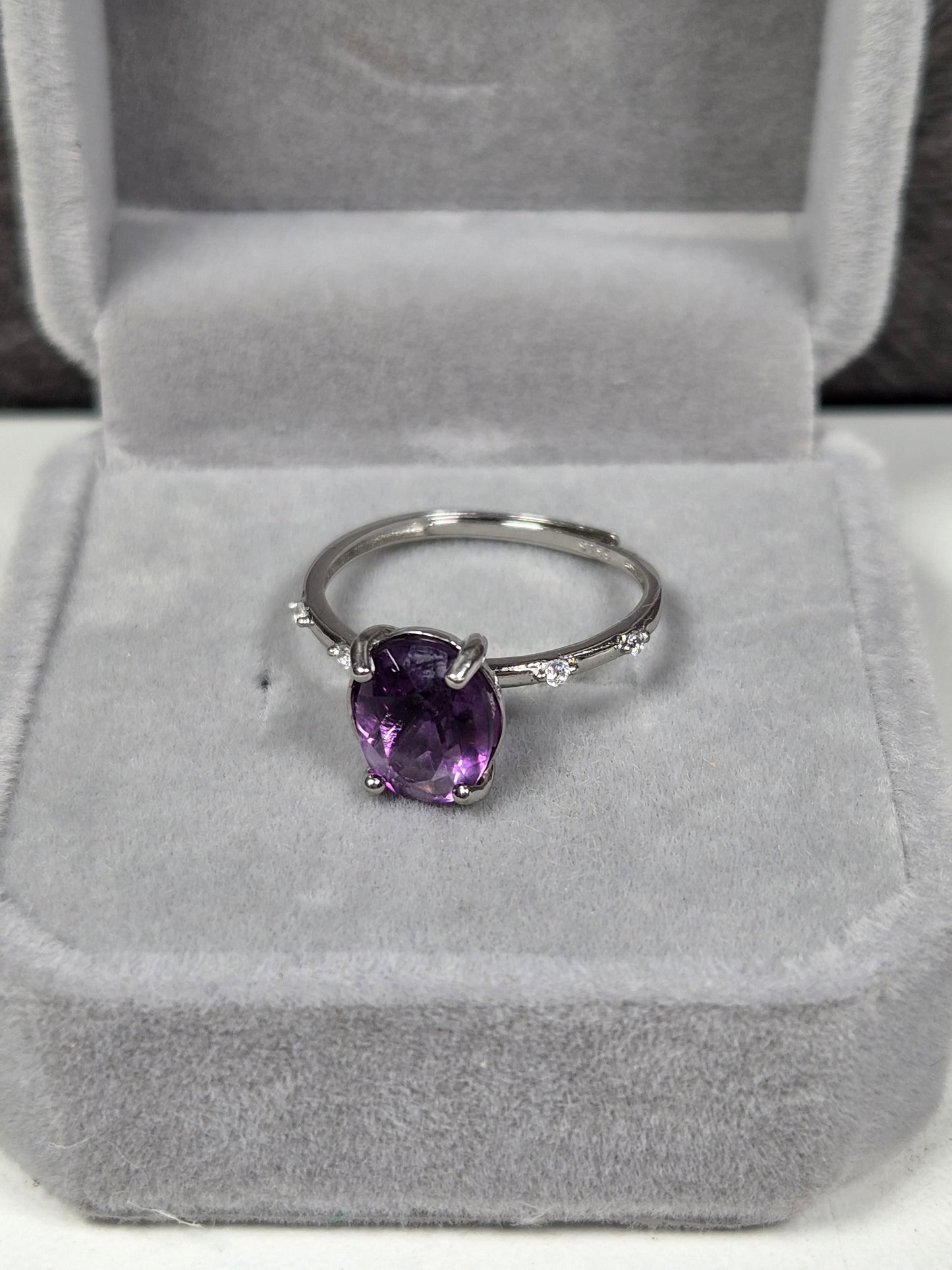 Fluoriet s925 (zilver) verstelbare ring nr4