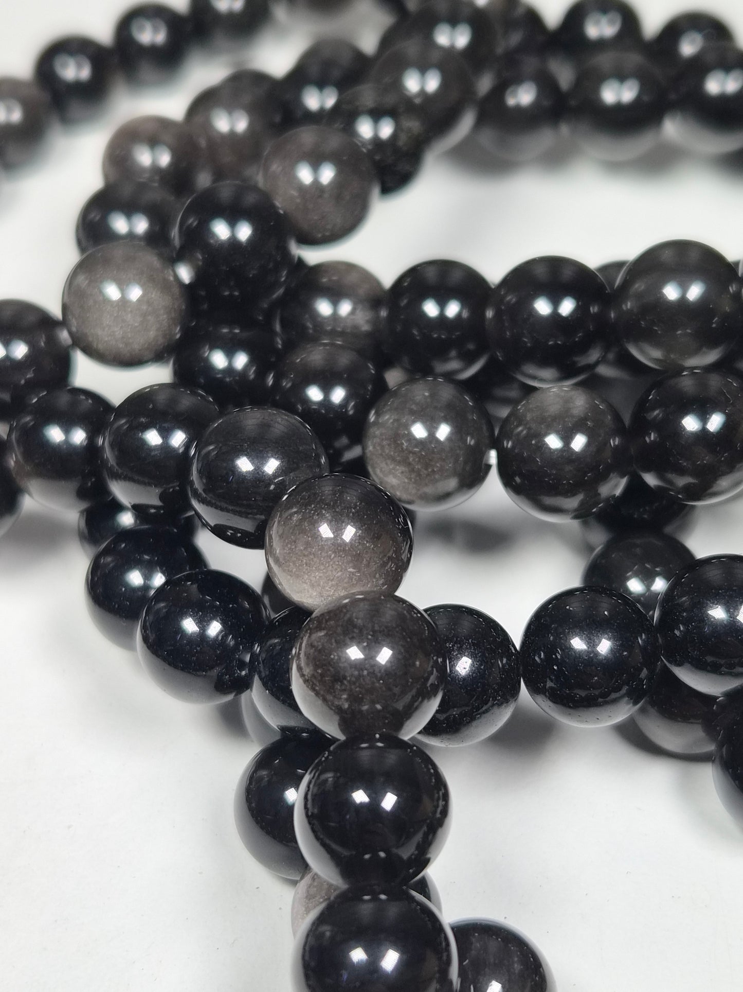 Zilver Obsidiaan armband 10mm