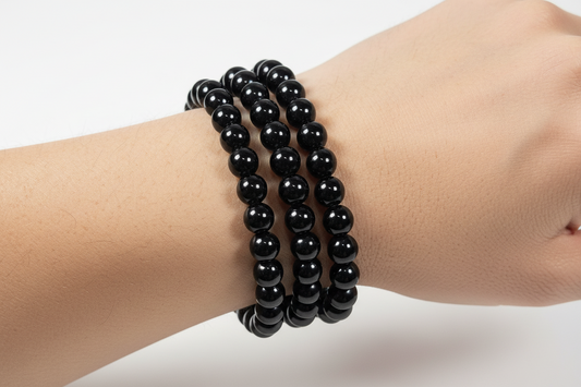 Zwarte obsidiaan armband 8mm