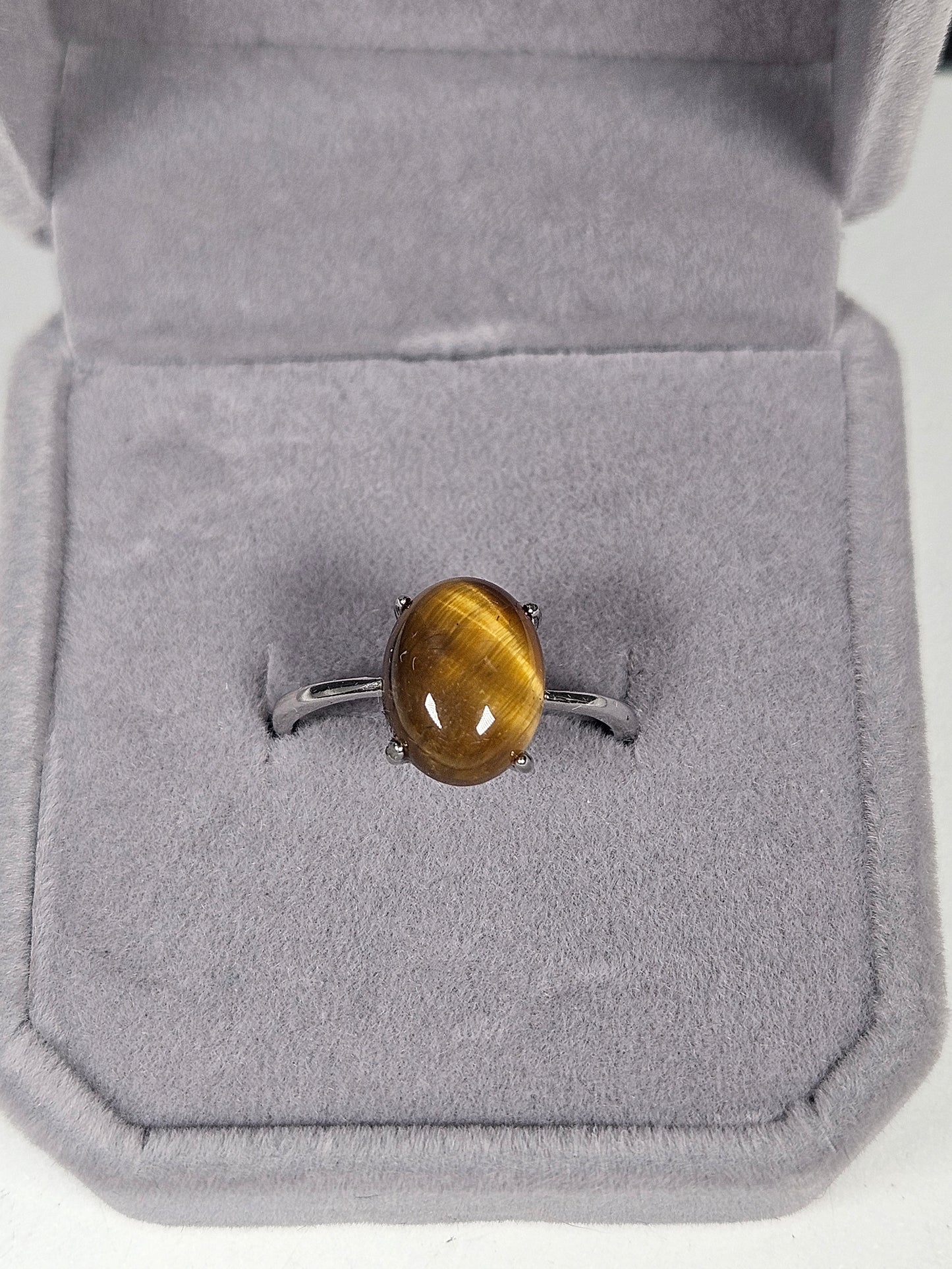 Tijgeroog s925 (zilver) verstelbare ring nr35