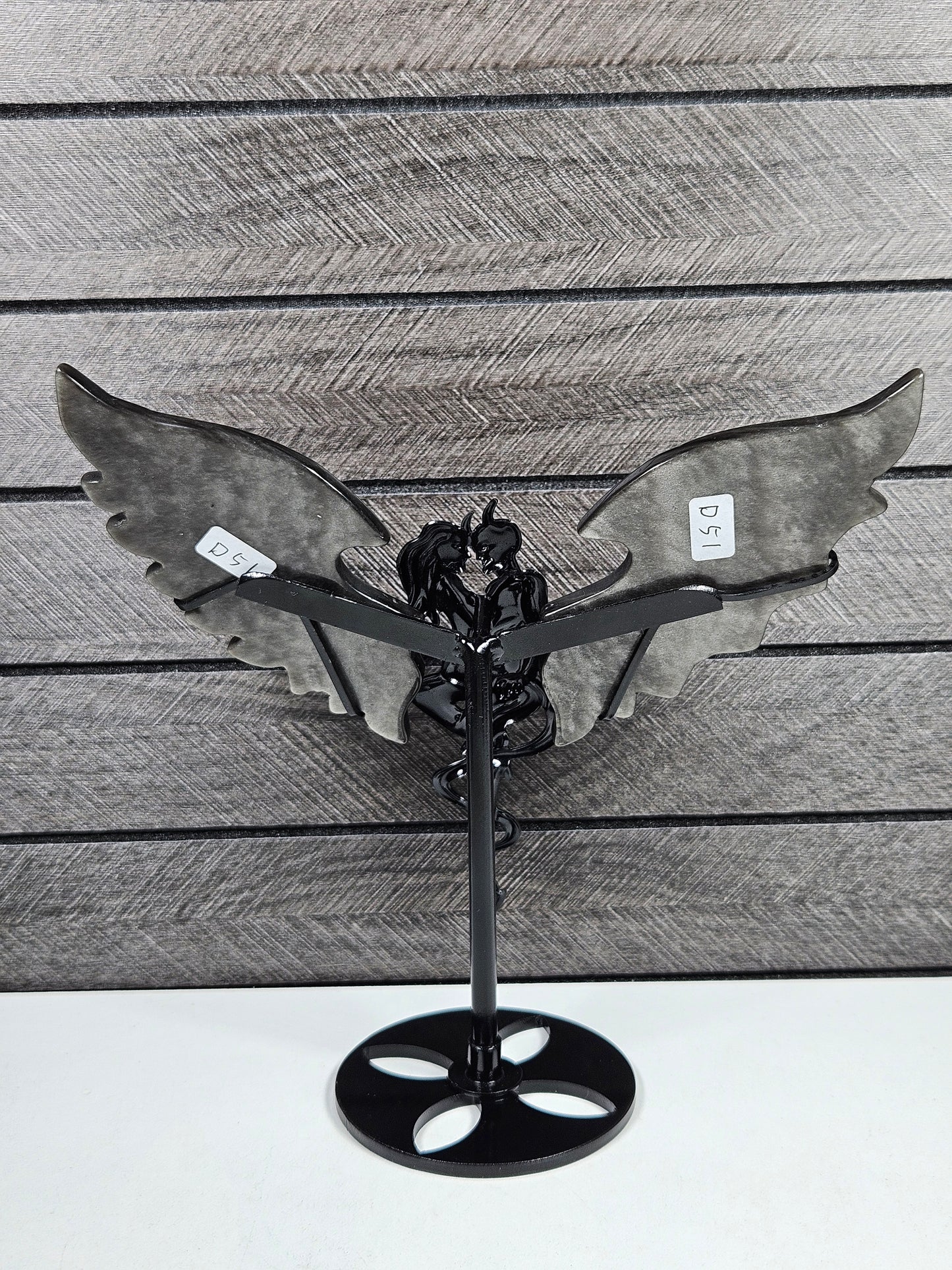 Zilver obsidiaan duivel/engel koppel D51