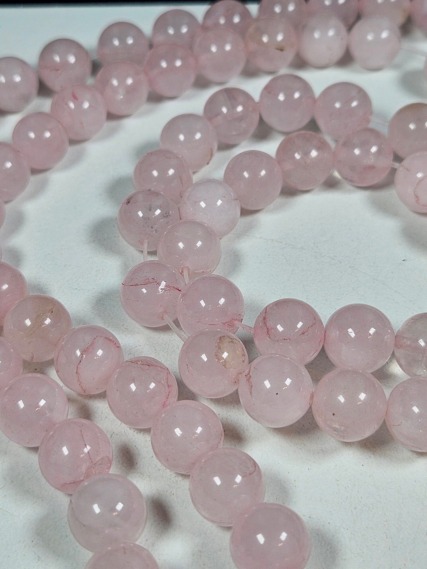 Rozenkwarts kralenstreng 10mm