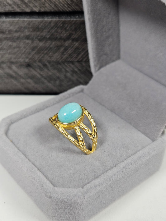 Amazoniet s925(verguld) verstelbare ring nr67