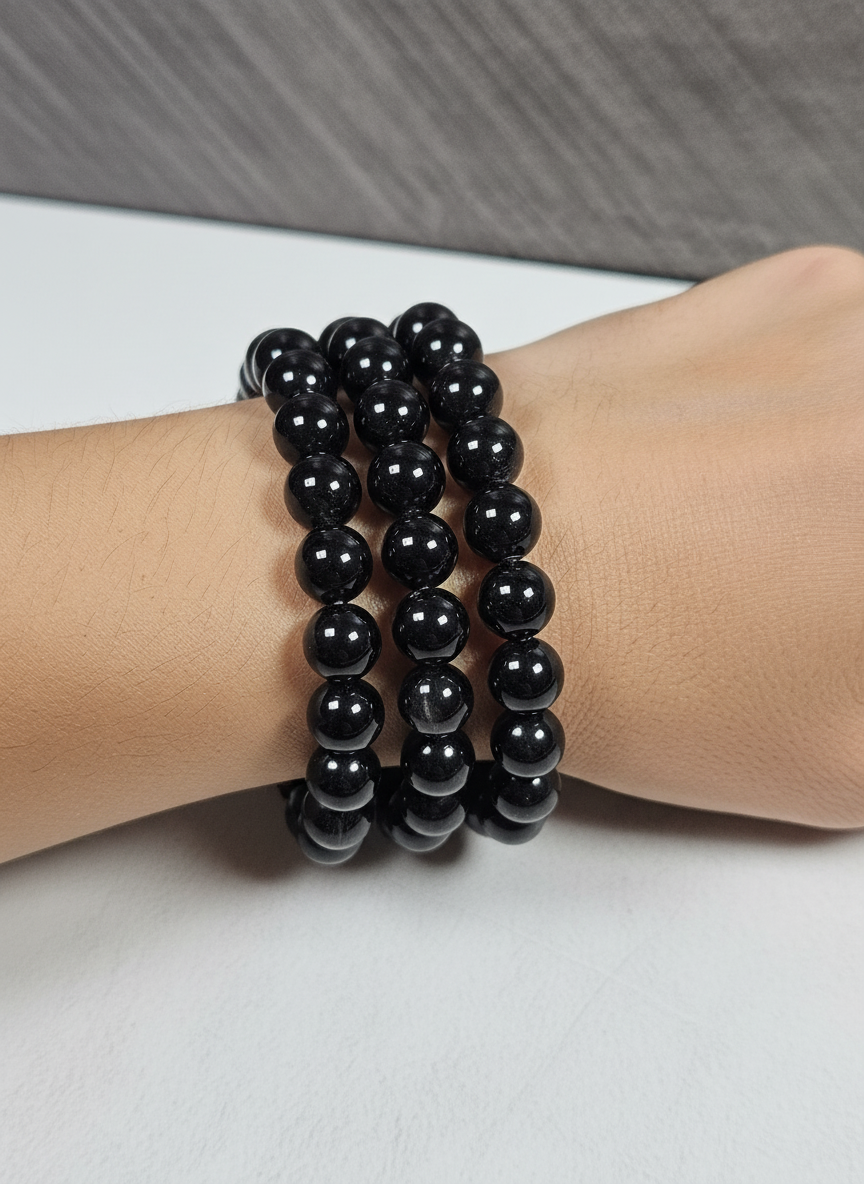 Silber Obsidian Armband 10mm