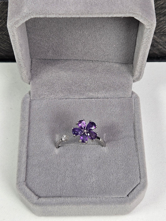 Amethist s925 (zilver) verstelbare fidgetring nr 7