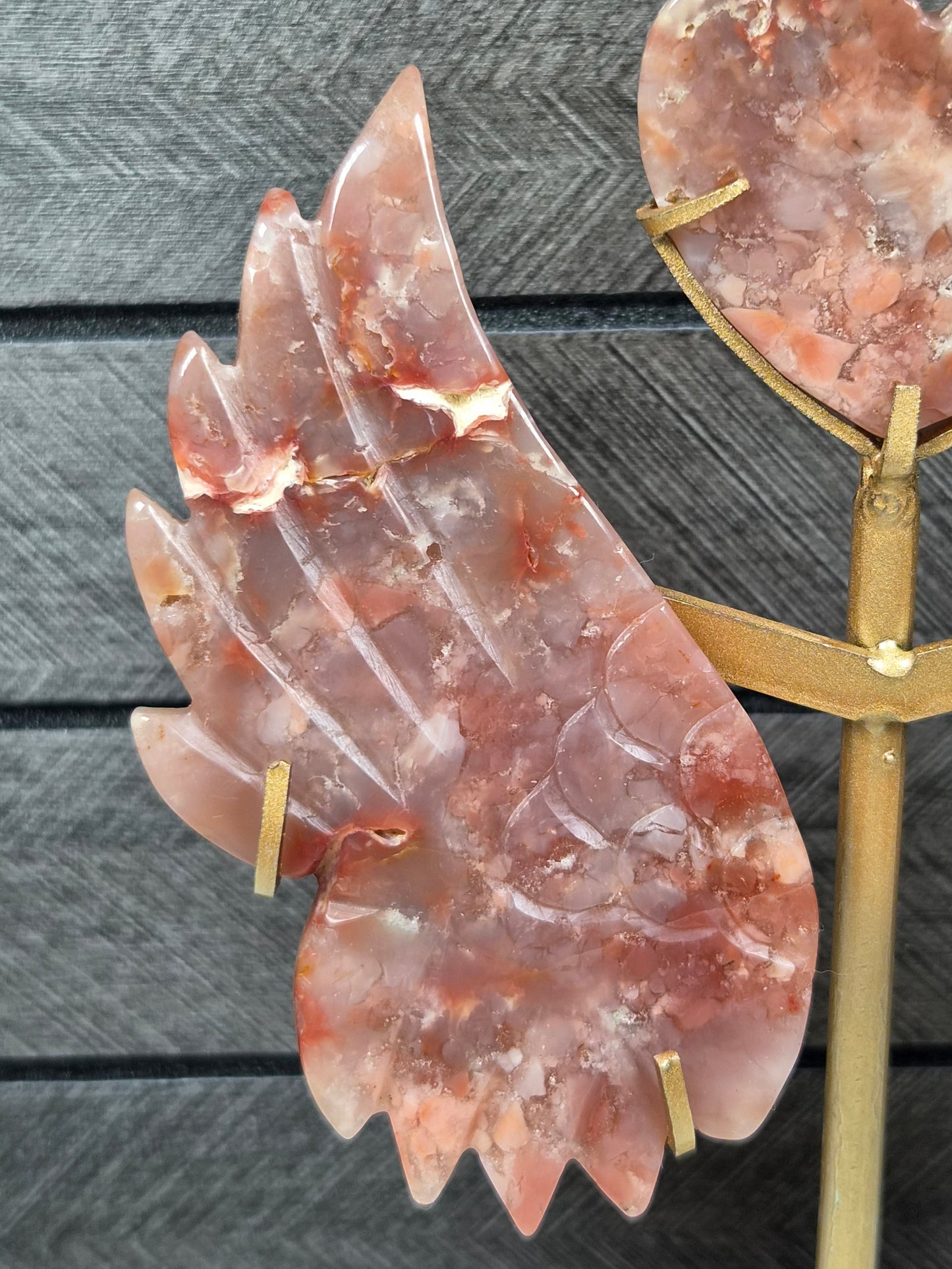 Roze Agaat Hart met Vleugels nr11