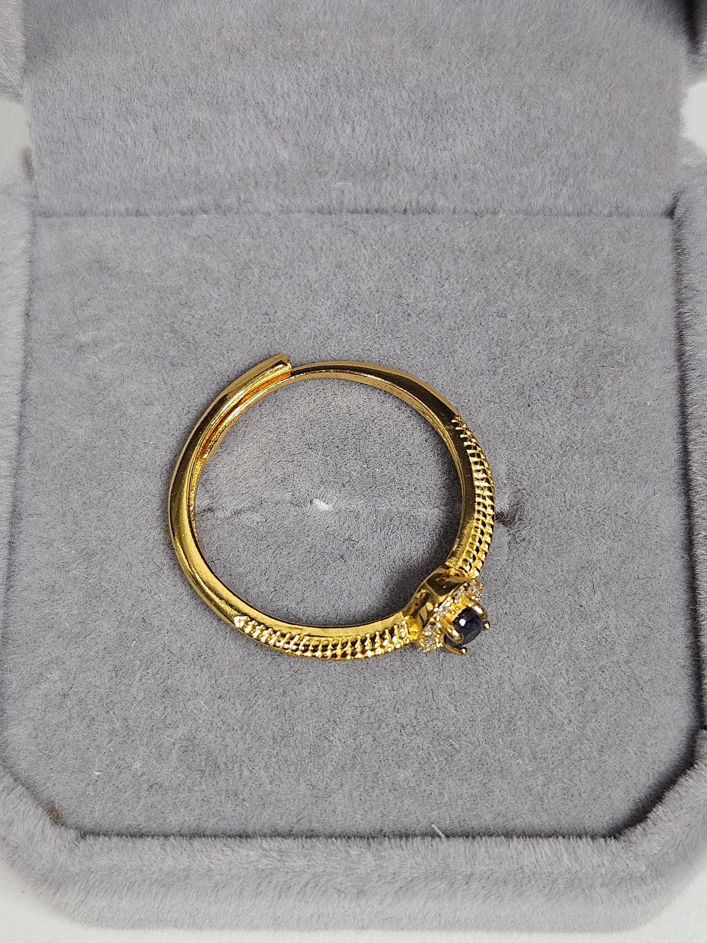 Saffier s925(verguld) verstelbare ring nr20