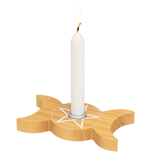 Spell Candle Houder Triple Moon Naturel